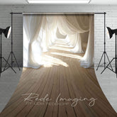 Aperturee - Aperturee Sunlight White Flowy Drapery Wood Floor Sweep Backdrop